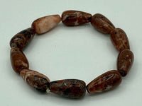 Natural Brown Agate Gemstone Teardrops Beaded Stretch Bracelet