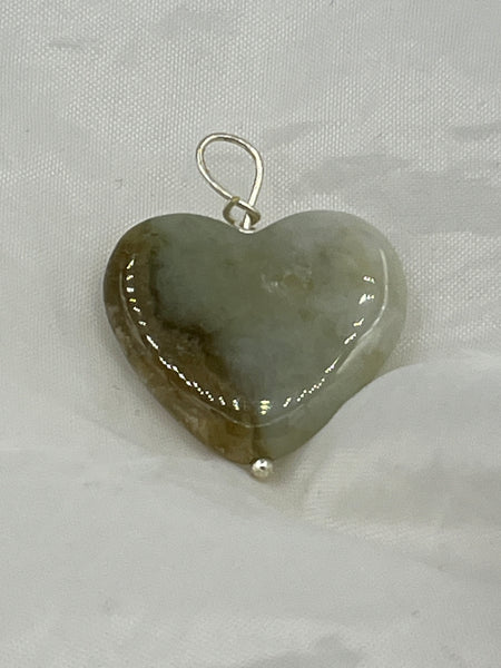 Natural Brown Jadeite Jade Gemstone Carved Heart Pendant