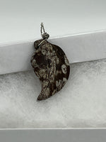 Natural Brown Snowflake Obsidian Gemstone Carved Leaf Pendant