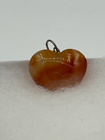 Natural Carnelian Gemstone Carved Puffed Heart Pendant