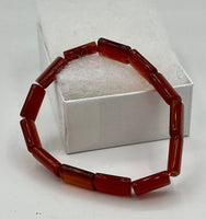 Natural Carnelian Gemstone Tapered Rectangles Beaded Stretch Bracelet