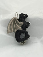 Ceramic 3D Magical Winged Black Dragon Pendant