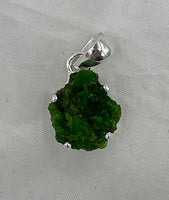 Natural Rough Chrome Diopside Gemstone Freeform Sterling Silver Dainty Pendant