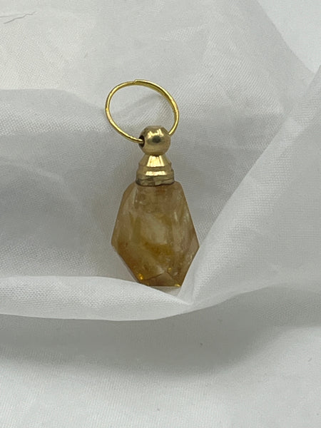 Natural Citrine Gemstone Carved Perfume Bottle Pendant