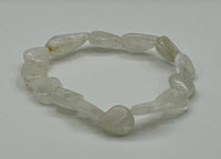 Natural Clear Quartz Gemstone Small Freeform Teardrops Beaded Stretch Bracelet