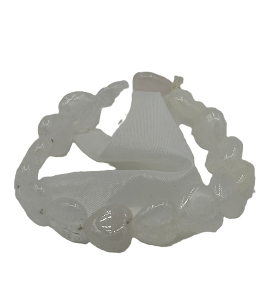 Natural Clear Quartz Gemstone Puffed Hearts Beaded Stretch Bracelet