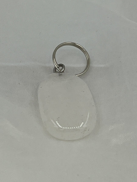 Natural Clear Quartz Gemstone Freeform Tumbled Rectangle Pendant