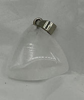 Natural Clear Quartz Crystal Gemstone Carved Puffed Triangle Pendant