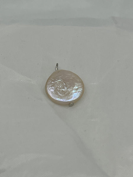 Natural 12 MM White Coin Pearl Gemstone Dainty Pendant