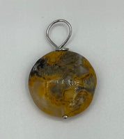 Natural Crazy Lace Agate Gemstone Small Puffed Disk Pendant