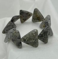 Natural Dragonfruit Quartz Gemstone Triangles Beaded Stretch Bracelet