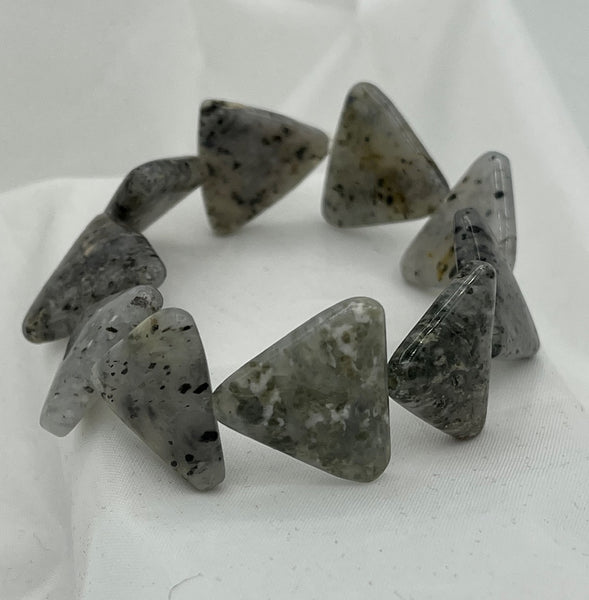 Natural Dragonfruit Quartz Gemstone Triangles Beaded Stretch Bracelet