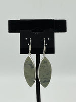 Natural Dragonsblood Jasper Gemstone Marquise Sterling Silver Dangle Earrings