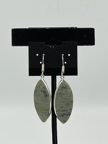 Natural Dragonsblood Jasper Gemstone Marquise Sterling Silver Dangle Earrings