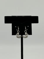 Silver Tone 3D Duck Charm Dangle Earrings with Sterling Silver Hooks