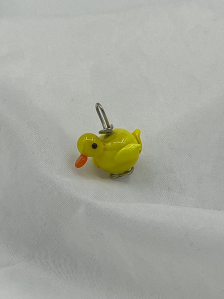 Lampworked Glass 3D Small Yellow and Orange Duck Pendant