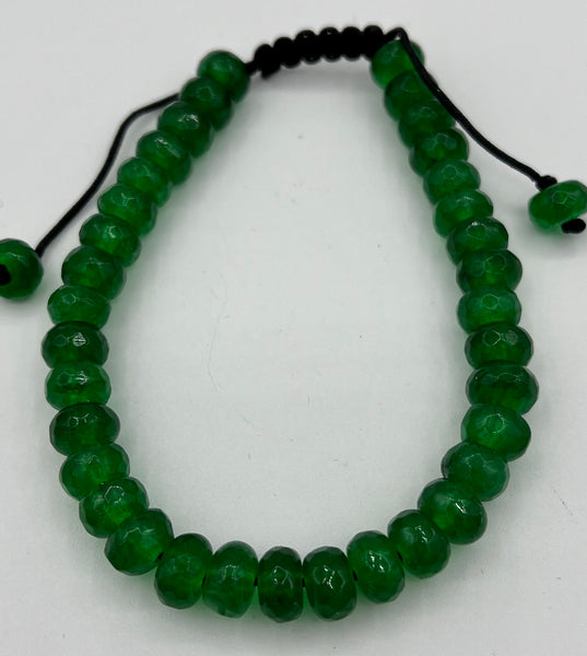 Natural Emerald Gemstone Faceted Rondelles Beaded Adjustable Macrame Bracelet