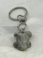 Natural Picasso Jasper Gemstone 3D Carved Frog Keychain Keyring