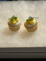 Resin 3D Mango Fruit Tart Dessert Food Sterling Silver Dangle Earrings