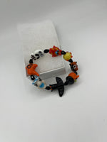 Chunky Lampworked Glass Halloween Beaded Stretch Bracelet Bat, Ghost, Ghoul