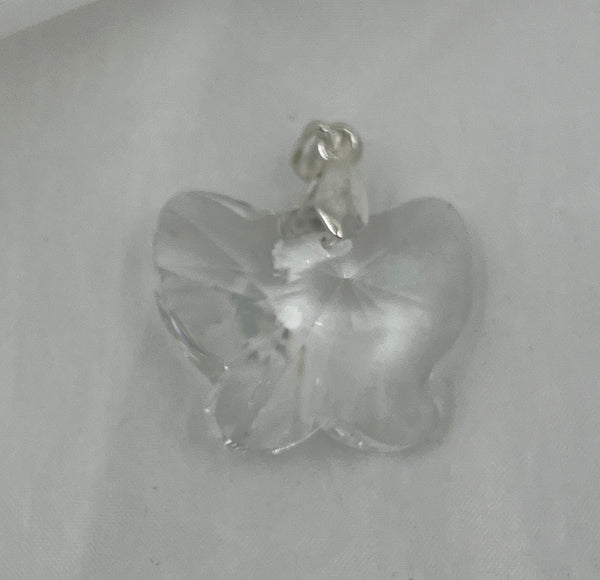 Sparkly Clear Faceted Glass Butterfly Pendant