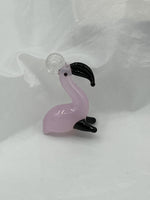 Lampworked Glass 3D Cute Pink Flamingo Bird Pendant