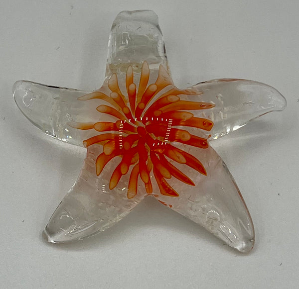 Lampworked Glass 3D Orange Starfish Pendant