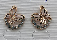 Gold Tone and Clear CZ Butterfly Stud Earrings