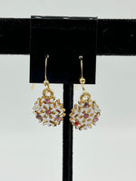 Gold Tone and Multicolor CZ Christmas Winter Snowflake Charm Dangle Earrings