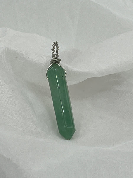 Natural Green Aventurine Gemstone Double Terminated Point Pendant