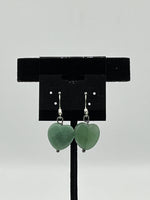 Natural Green Aventurine Gemstone Faceted Heart Beaded Sterling Silver Earrings