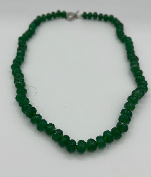 Natural Green Aventurine Gemstone Rondelle Beaded Necklace With Heart Clasp