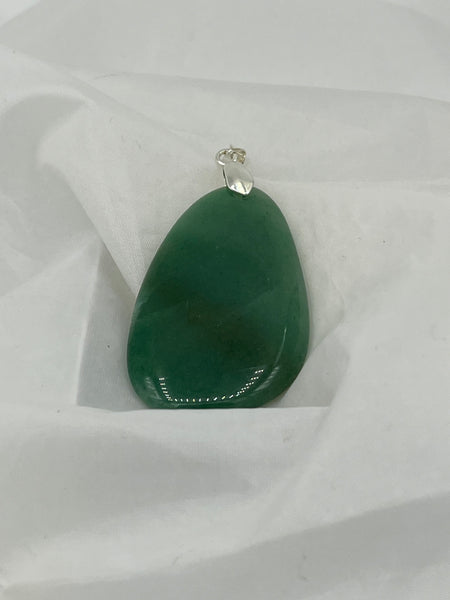 Natural Green Aventurine Gemstone Large Carved Oval Pendant