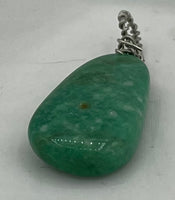 Natural Green Aventurine Gemstone Carved Long Puffed Teardrop Pendant