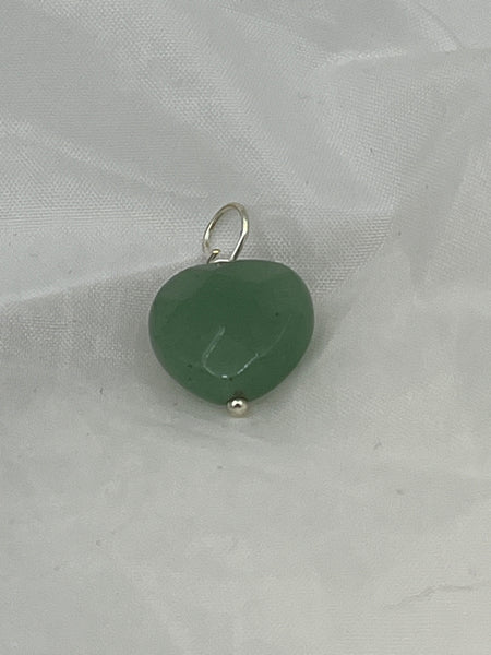 Natural Green Aventurine Gemstone Small Faceted Puffed Heart Pendant