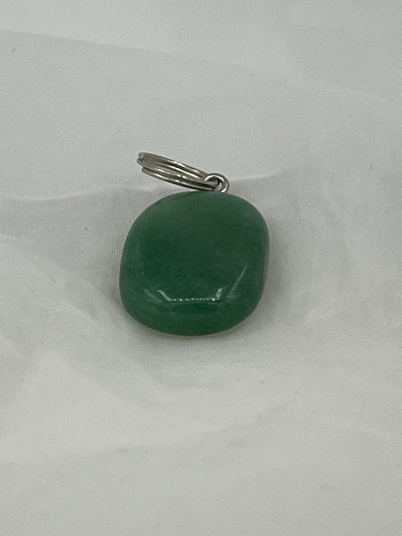 Natural Green Aventurine Gemstone Freeform Tumbled Rectangle Pendant