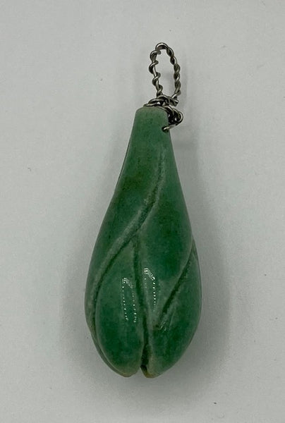 Green Quartz Gemstone Large Carved Tulip Flower Pendant