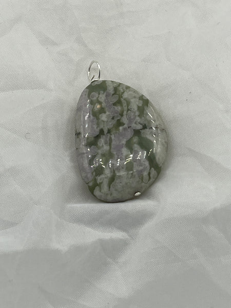 Natural Harmony Jade Gemstone Freeform Oval Pendant