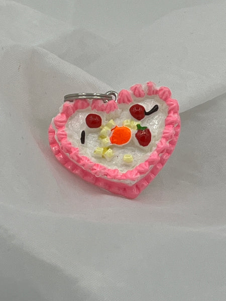Acrylic Heart Shaped Decorated Cookie Pendant Food Jewelry