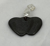 Natural Hematite Gemstone Carved Double Heart Pendant