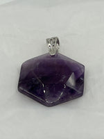 Natural Amethyst Gemstone Faceted Hexagon Pendant