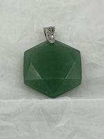 Natural Green Aventurine Gemstone Faceted Hexagon Pendant