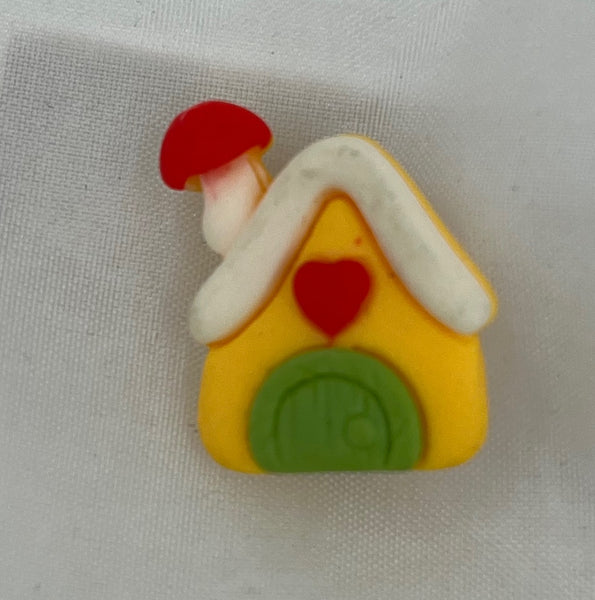 Small Cute Plastic Yellow Christmas House Pin Brooch with Mushroom Chimney