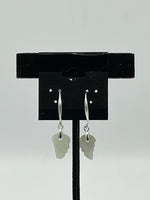 Natural Jade Gemstone Dainty Carved Leaf Sterling Silver Dangle Earrings