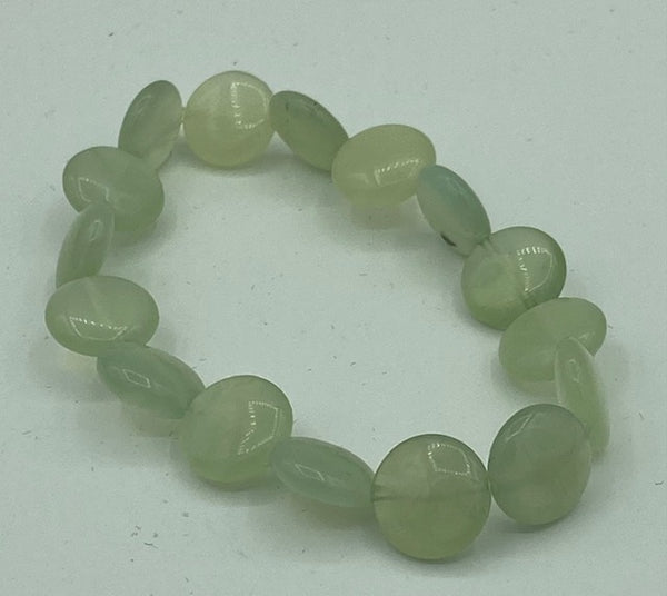 natural green jade gemstone small Coins Beaded Stretch Bracelet