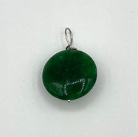 Natural Green Jade Gemstone Small Puffed Disk Pendant
