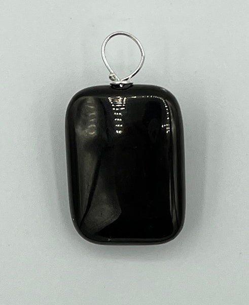 Natural Jette Gemstone Carved Small Rectangle Pendant