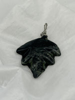 Natural Kambaba Jasper Gemstone Large Carved Leaf Pendant