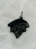 Natural Kambaba Jasper Gemstone Large Carved Leaf Pendant