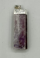 Natural Kunzite Gemstone Rough Rectangle Pendant